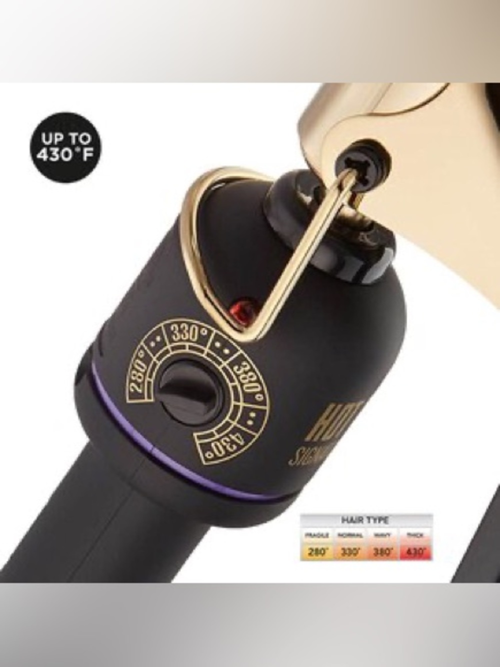 Gold Barrel Curling Iron with Black Handle - Women’s Hair Tool - Picture 3 of 4